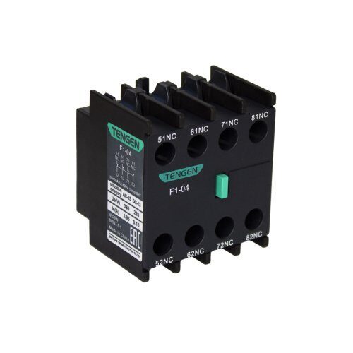 Блок-контакт вспом. TENGEN F1-04, 4NC, фронтальный монтаж, для TGC1, TGCA (TEN420405)