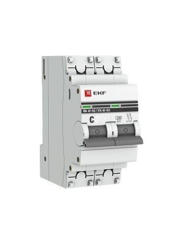 Автоматический выключатель EKF PROxima 2P 25А (C) 4,5kA ВА 47-63 (mcb4763-2-25C-pro)