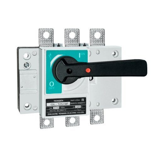 Выключатель-разъединитель TENGEN GL-125/3F, 3P, 125А, 415/690VAC, клеммные крышки, стационарная рукоятка (TEN280402)