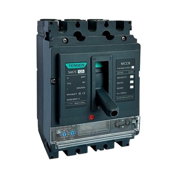 Выключатель автоматический TENGEN TEM7E-125M/3300, 3P, 125A, 415VAC, 85kA, тип E4 (LCD, MODBUS RTU) (TEN215060)