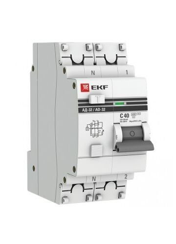 Дифф. автомат. выключатель EKF PROxima АД-32 1P+N 40A 30mA 4.5кА, хар. С, электронный, тип АС защита 270В (DA32-40-30 pro)