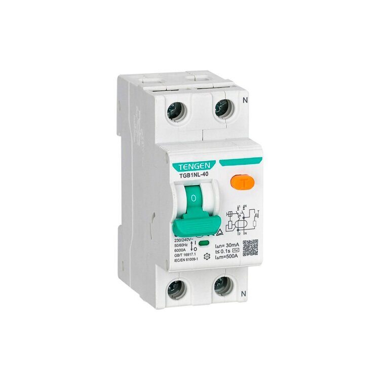 Выключатель автоматический дифф. TENGEN TGB1NL-40, 1P+N, 16A, хар-ка C, 6kA, 30mA, тип AC, 2M (TEN313803)